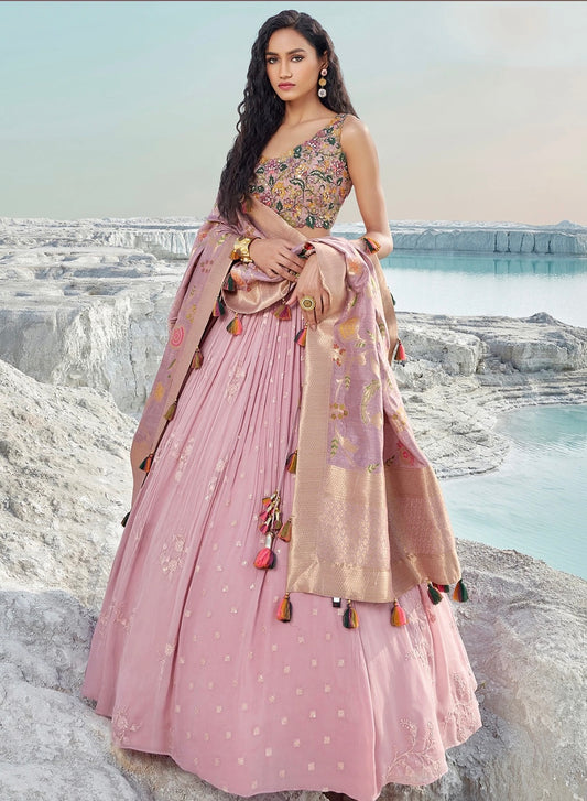 Pink Wedding Wear Lehenga Choli