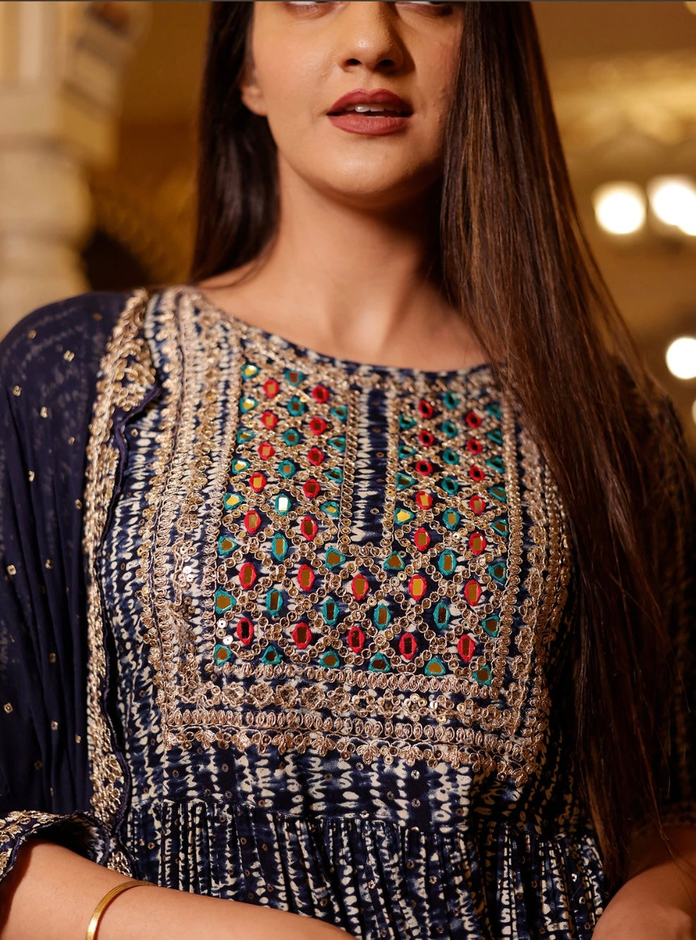 Navy Blue Sharara Suit