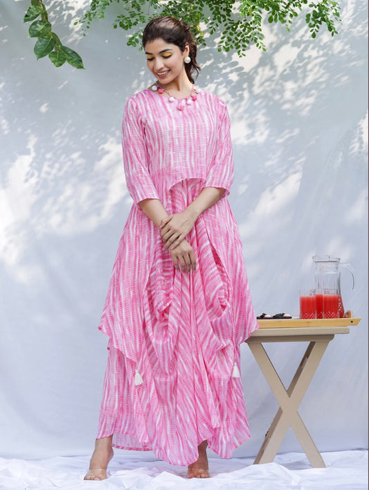 Pink Festive Wear Long Kurti