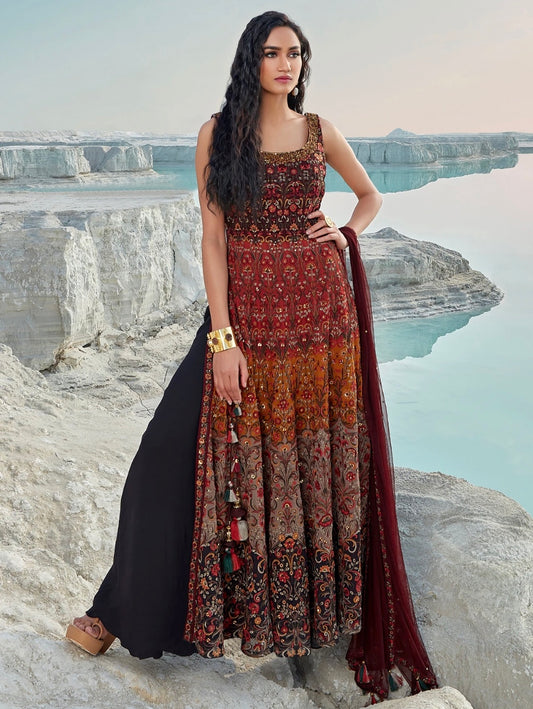 Multi Color Palazzo Anarkali Suit