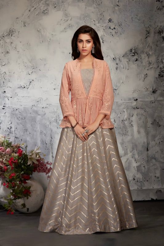 Beige Party Wear Lehenga Choli