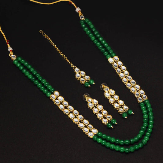 Kundan Green Long Necklace