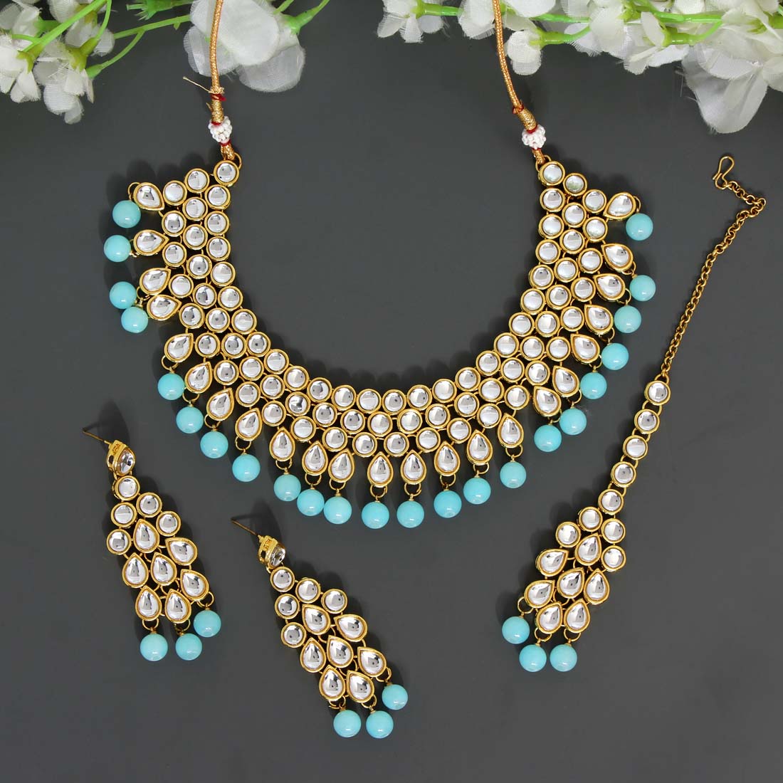 Kundan SkyBlue Necklace